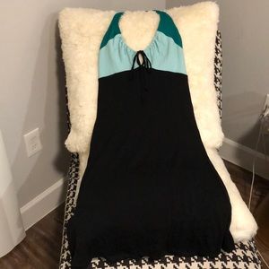 Multi colored halter a-line dress